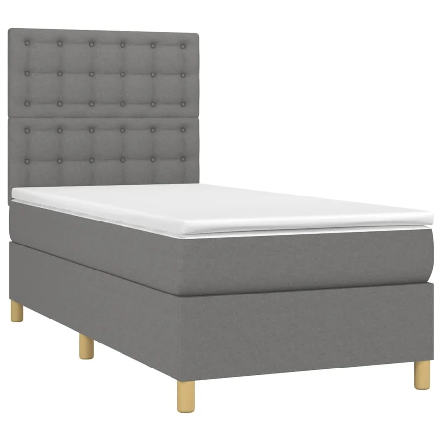 Sommier à lattes de lit avec matelas Gris foncé 90x200 cm Tissu - 3
