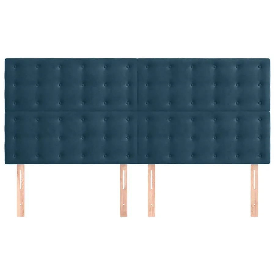 Tête de lit Bleu foncé 200 x 5 x 118/128 cm Velours - 3