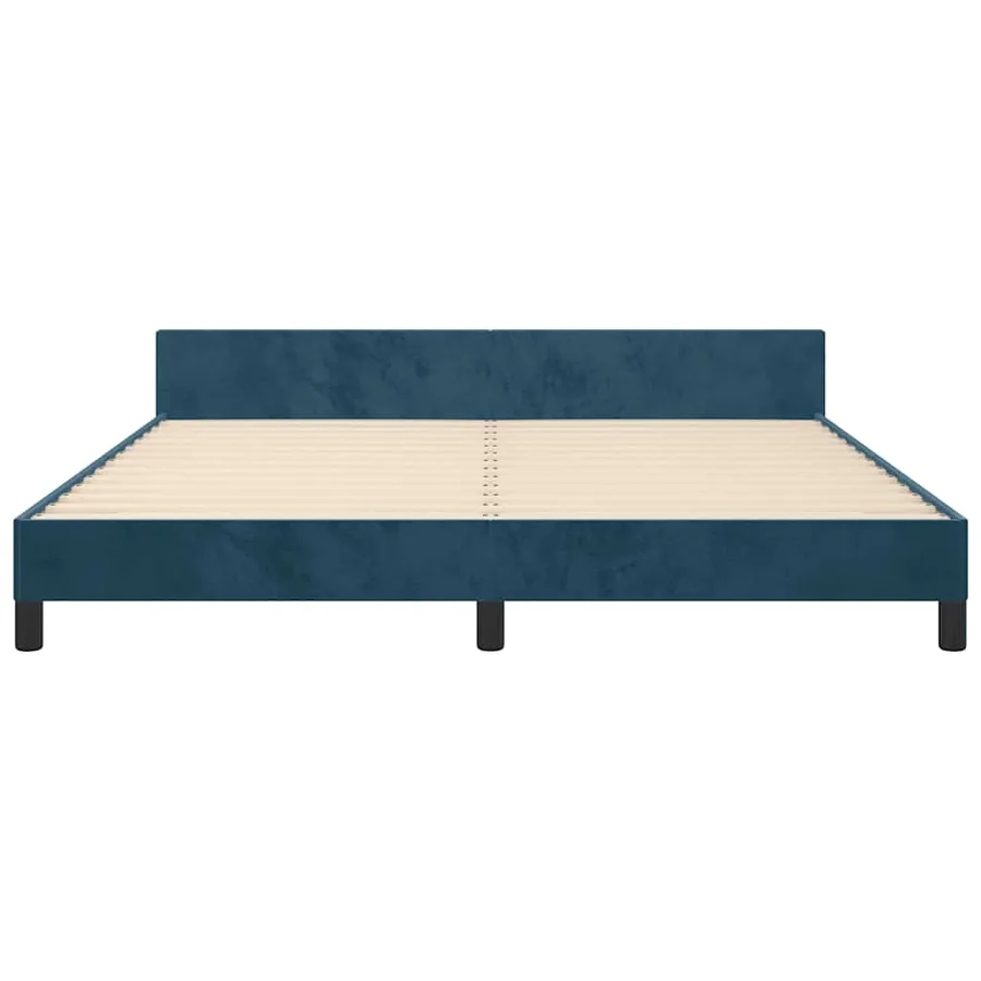 Cadre de lit sans matelas bleu foncé velours - 6