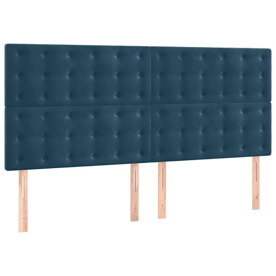 Cadre de lit sans matelas bleu foncé velours - 8