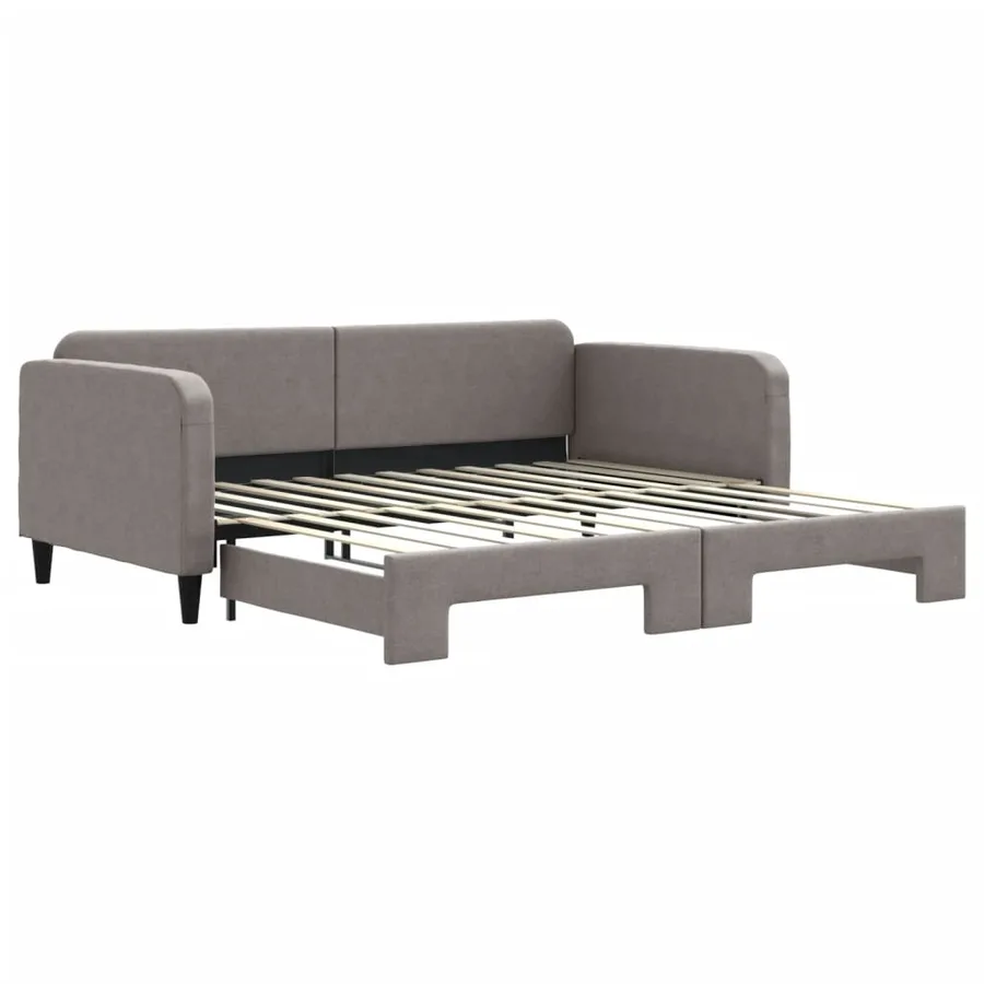 Lit de jour avec lit gigogne taupe 100x200 cm tissu - 2