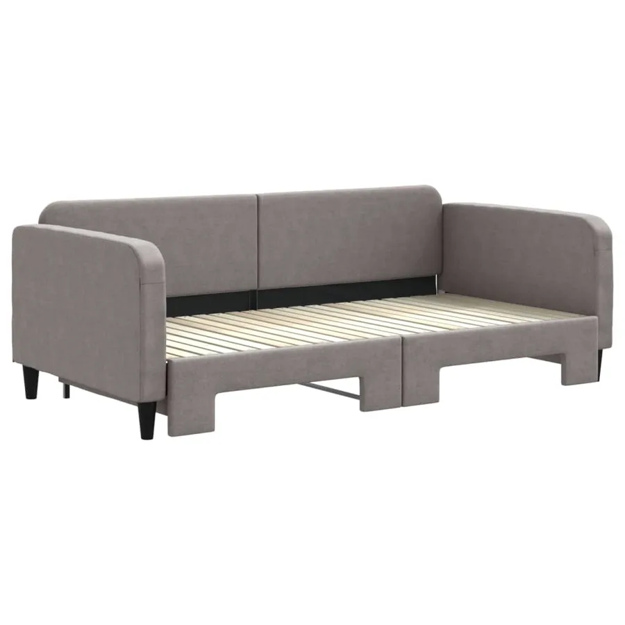 Lit de jour avec lit gigogne taupe 100x200 cm tissu - 3