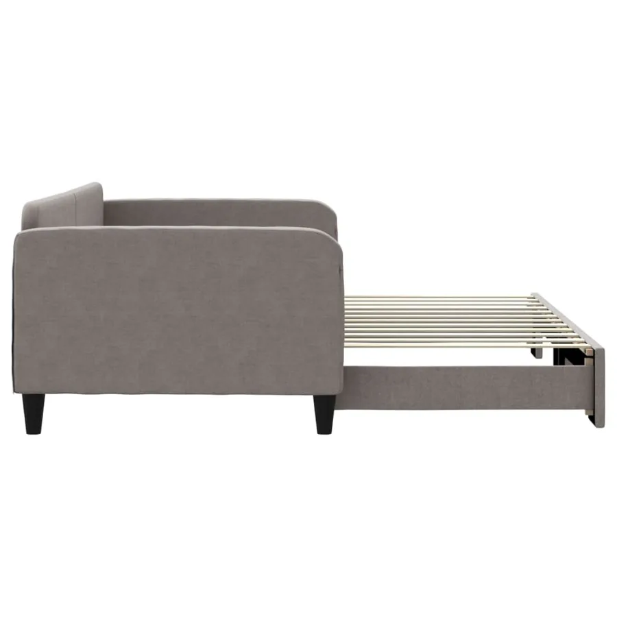 Lit de jour avec lit gigogne taupe 100x200 cm tissu - 4