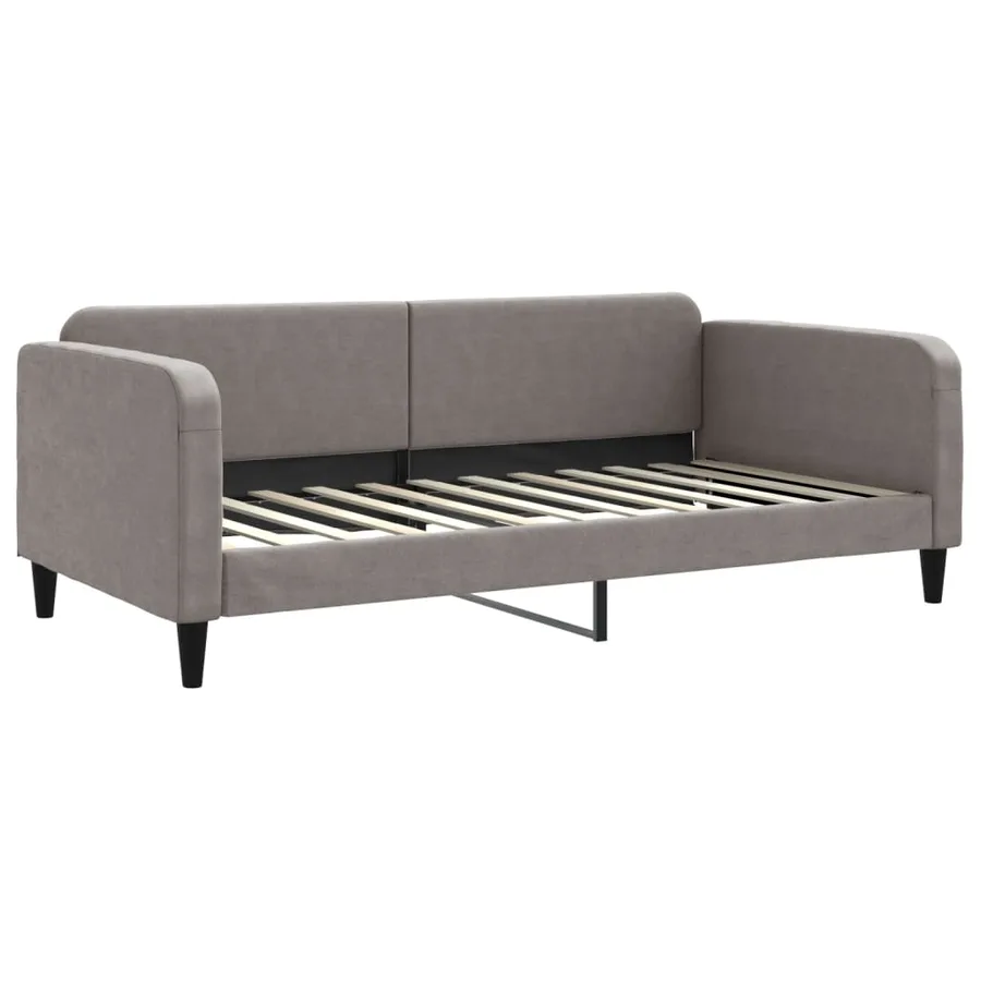 Lit de jour avec lit gigogne taupe 100x200 cm tissu - 6