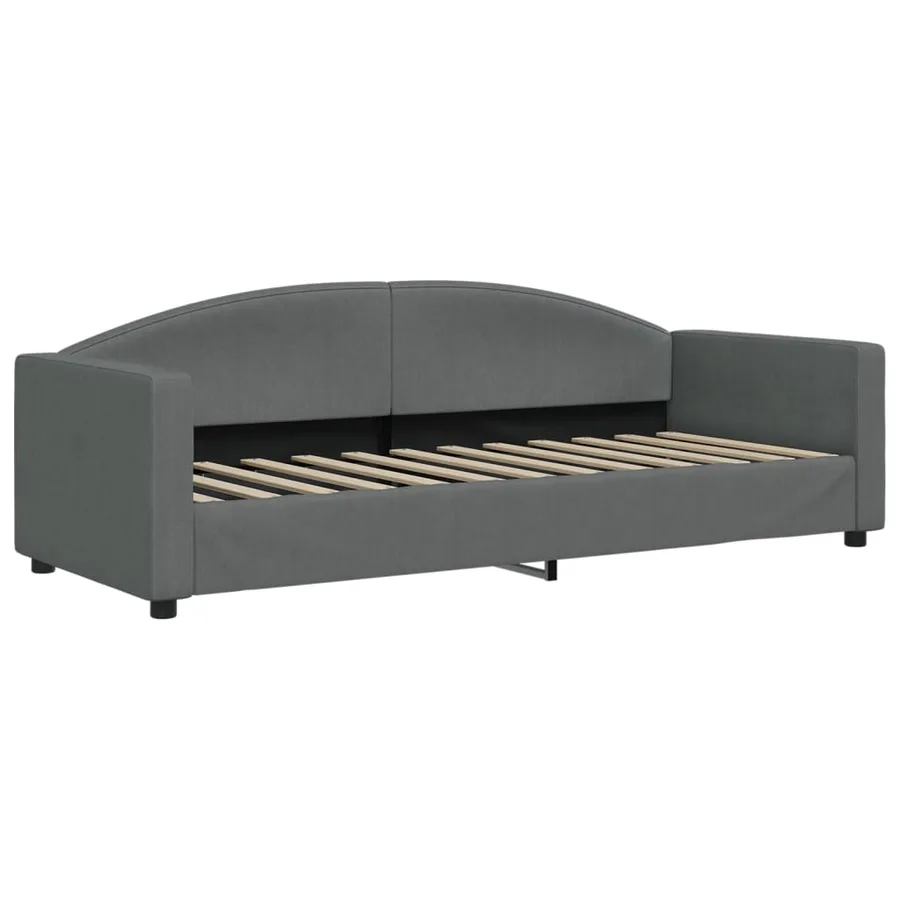 Lit de jour avec gigogne et matelas gris foncé 80x200 cm tissu - 4