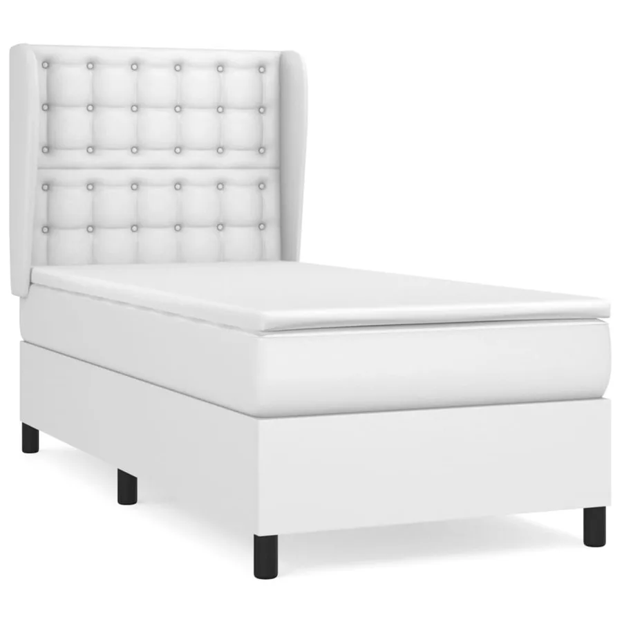 Sommier à lattes de lit avec matelas Blanc 100x200cm Similicuir - 2