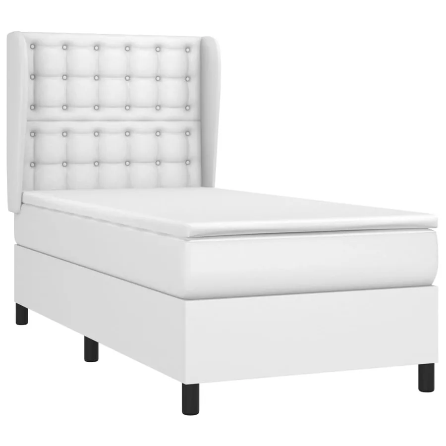 Sommier à lattes de lit avec matelas Blanc 100x200cm Similicuir - 3