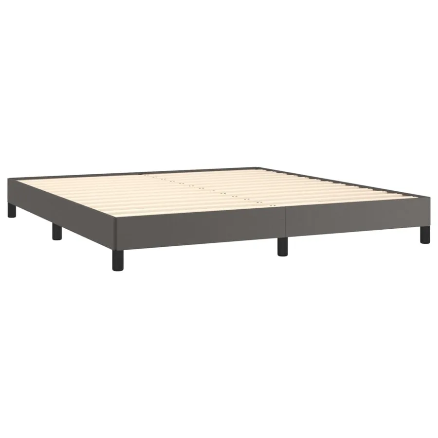 Sommier à lattes de lit avec matelas Gris 180x200 cm Similicuir - 4