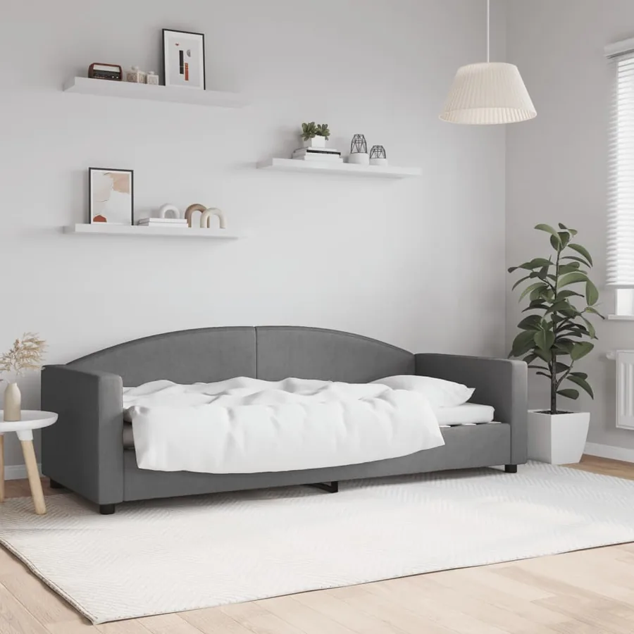 Lit de repos sans matelas gris foncé 80x200 cm tissu