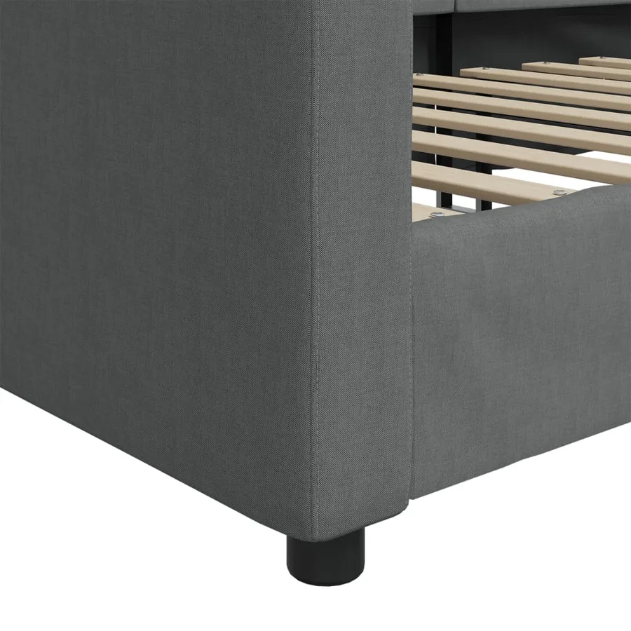 Lit de repos sans matelas gris foncé 80x200 cm tissu - 6