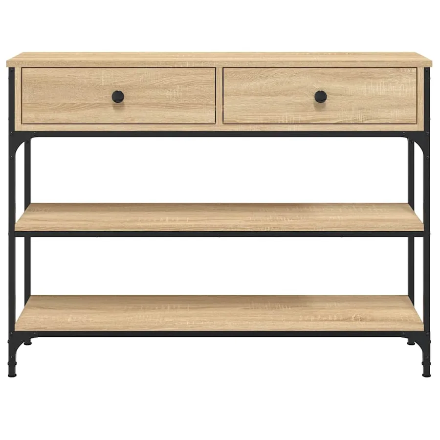 Table console chêne sonoma 100x25x75 cm bois d'ingénierie - 6