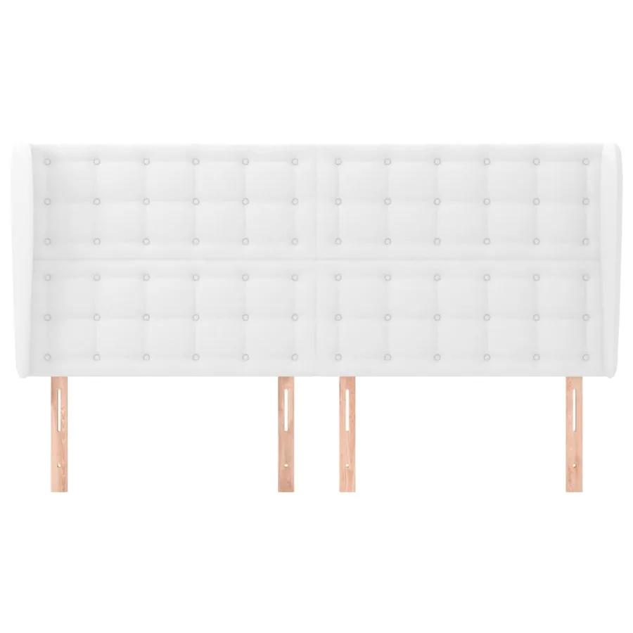 Tête de lit avec oreilles Blanc 203x23x118/128 cm Similicuir - 3