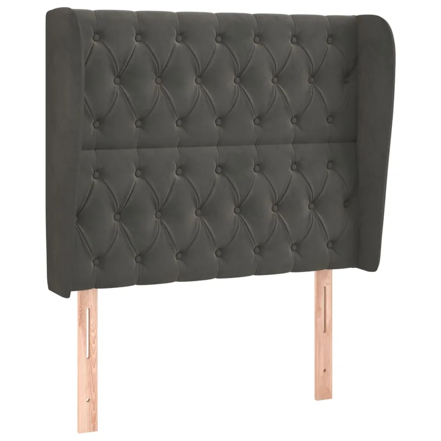 Tête de lit avec oreilles Gris foncé 103x23x118/128 cm Velours - 2