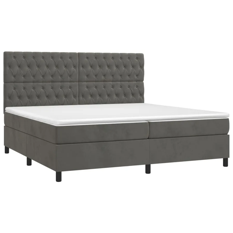 Sommier à lattes de lit matelas et LED Gris foncé 200x200 cm - 3