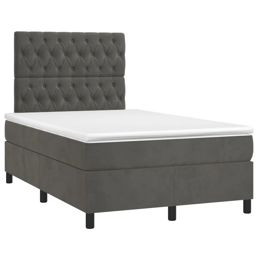 Sommier à lattes de lit matelas et LED Gris foncé 120x200 cm - 3