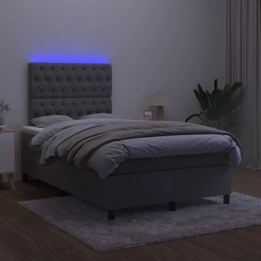 Sommier à lattes de lit matelas et LED Gris foncé 120x200 cm - 4
