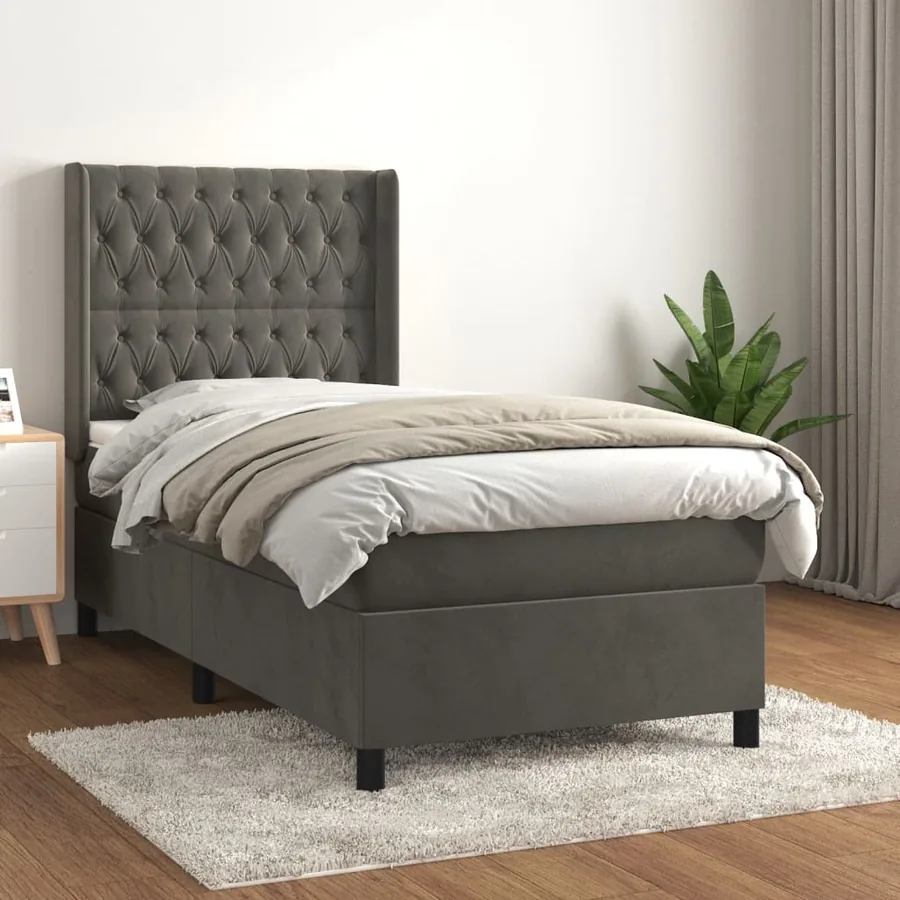Sommier à lattes de lit avec matelas Gris foncé 100x200 cm