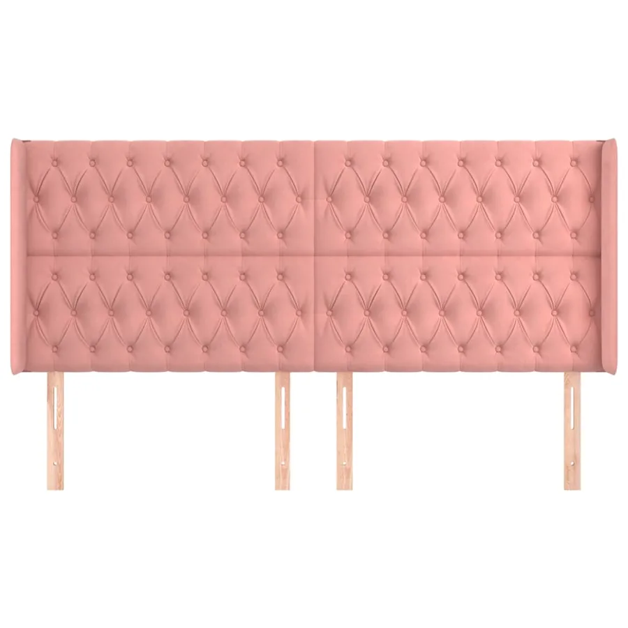 Tête de lit avec oreilles Rose 203x16x118/128 cm Velours - 3