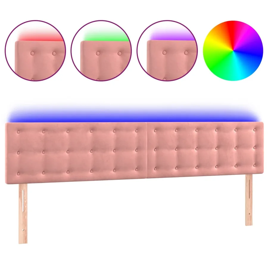 Tête de lit à LED Rose 200x5x78/88 cm Velours - 2
