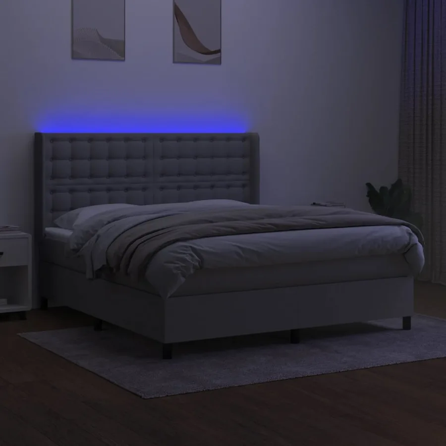Sommier à lattes de lit matelas LED Gris clair 180x200 cm Tissu - 3