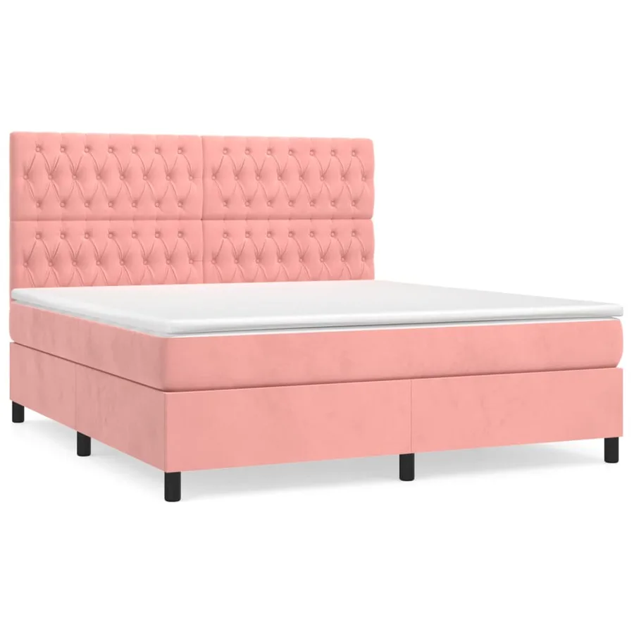 Sommier à lattes de lit avec matelas Rose 180x200 cm Velours - 2