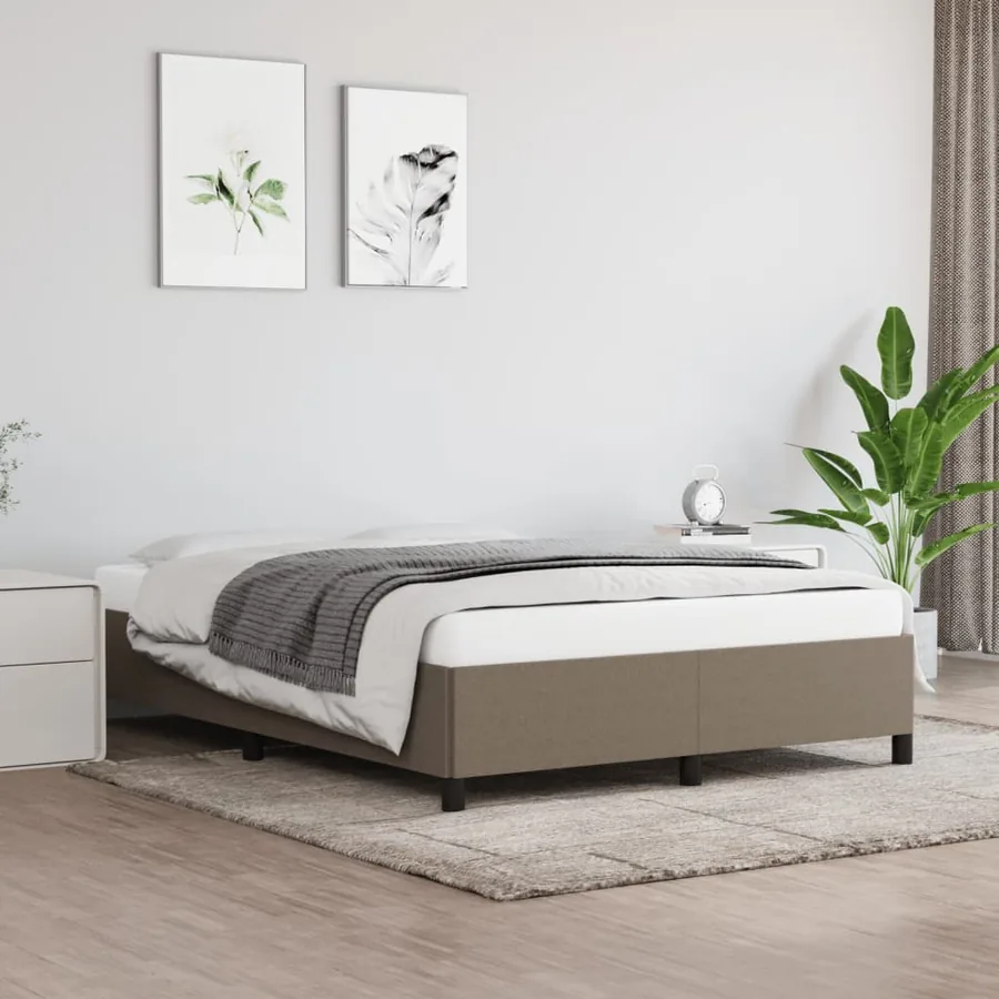 Cadre de lit sans matelas taupe 140x190 cm tissu