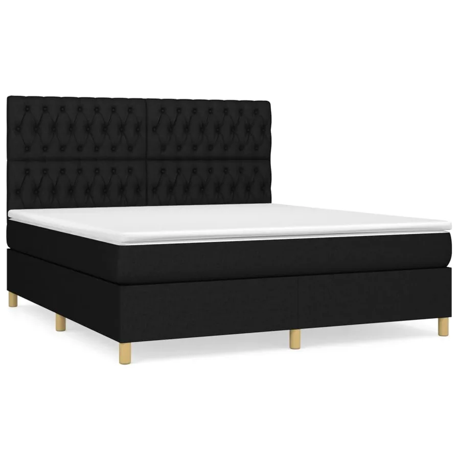 Sommier à lattes de lit avec matelas Noir 180x200 cm Tissu - 2