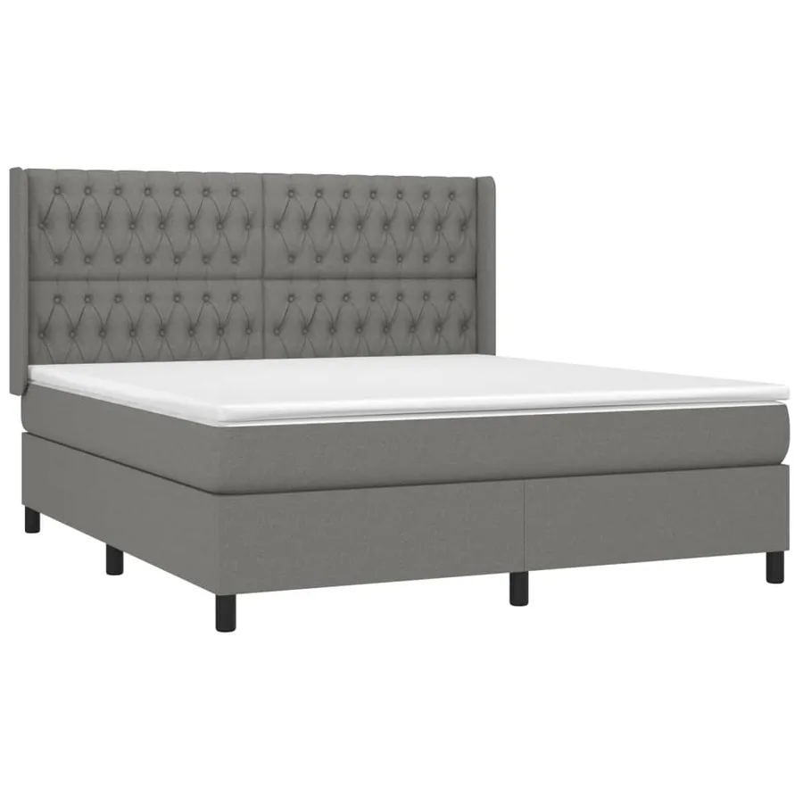 Sommier à lattes de lit matelas LED Gris foncé 180x200 cm Tissu - 4