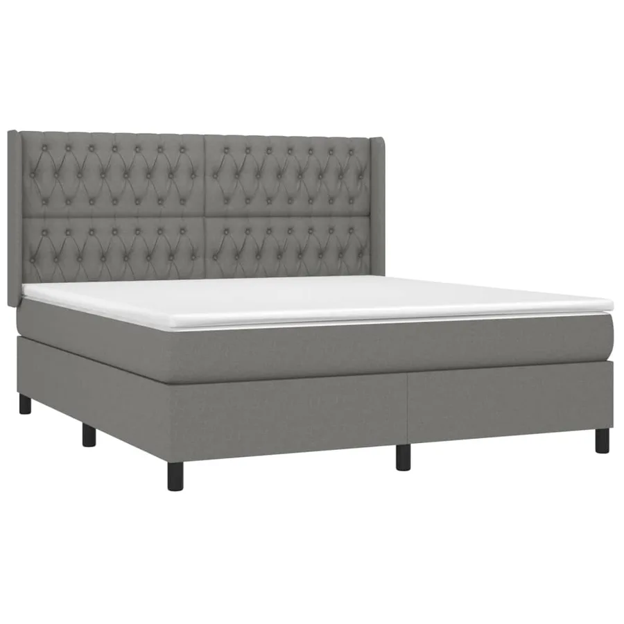 Sommier à lattes de lit avec matelas Gris foncé 180x200cm Tissu - 3