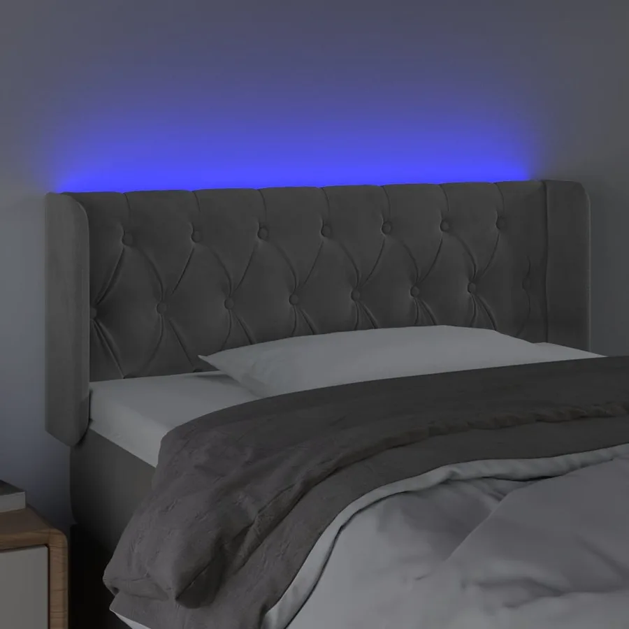 Tête de lit à LED Gris clair 93x16x78/88 cm Velours - 4