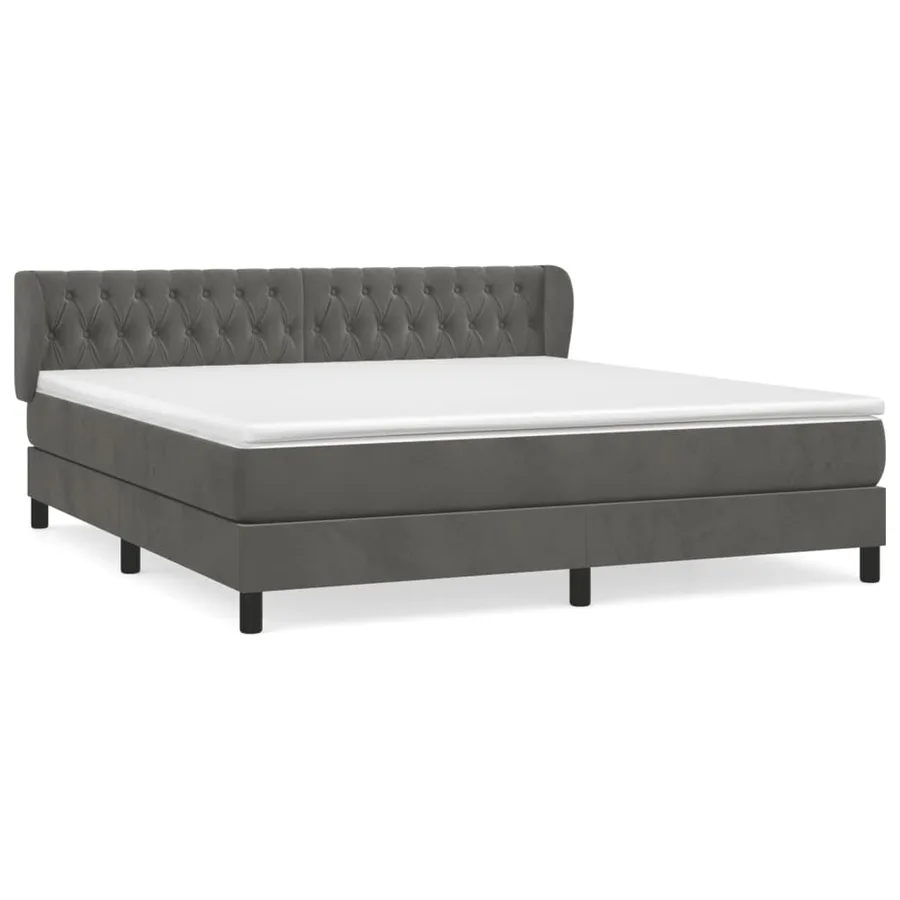 Sommier à lattes de lit et matelas Gris foncé 180x200cm Velours - 2