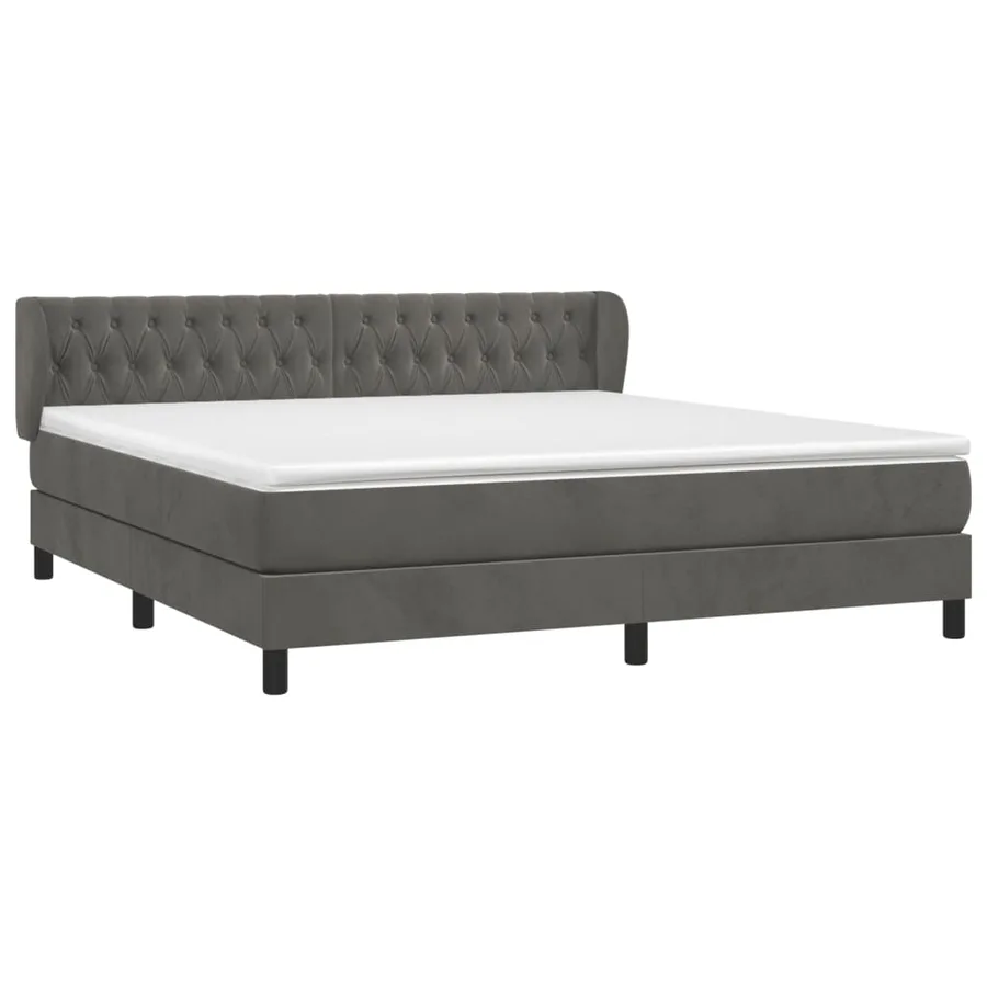 Sommier à lattes de lit et matelas Gris foncé 180x200cm Velours - 3