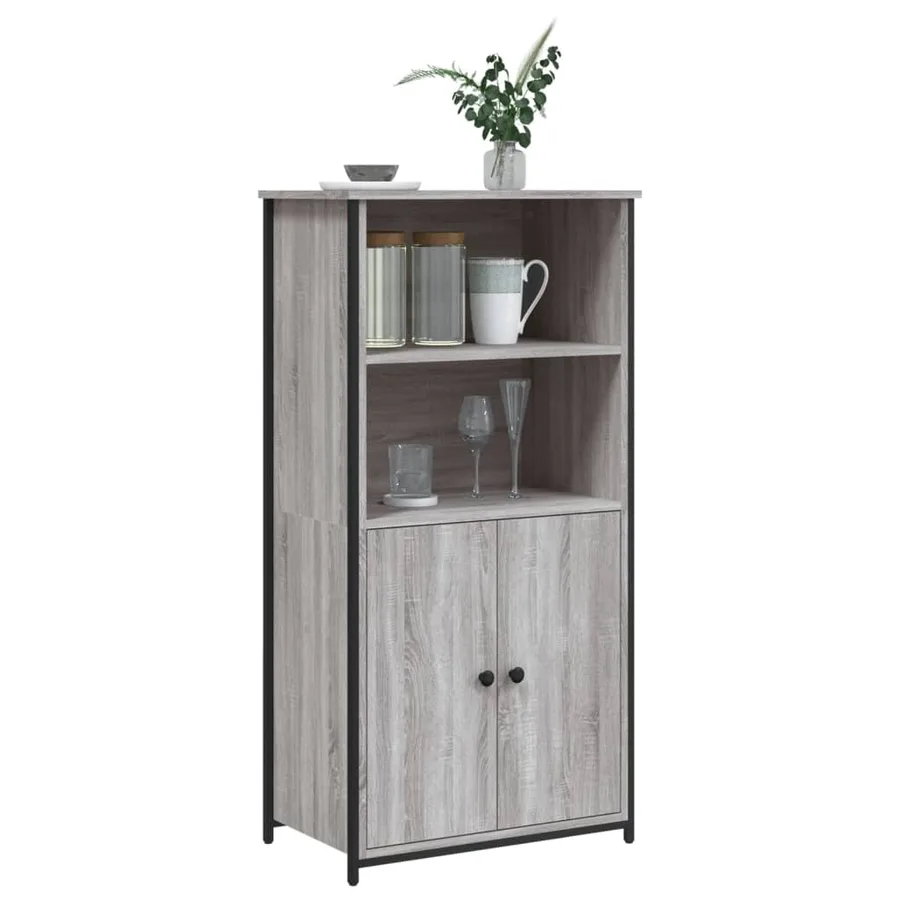 Buffet haut sonoma gris 62x36x121,5 cm bois d'ingénierie - 3
