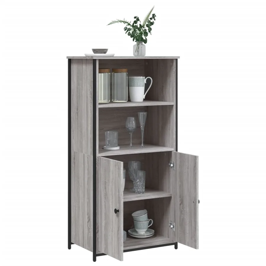 Buffet haut sonoma gris 62x36x121,5 cm bois d'ingénierie - 4
