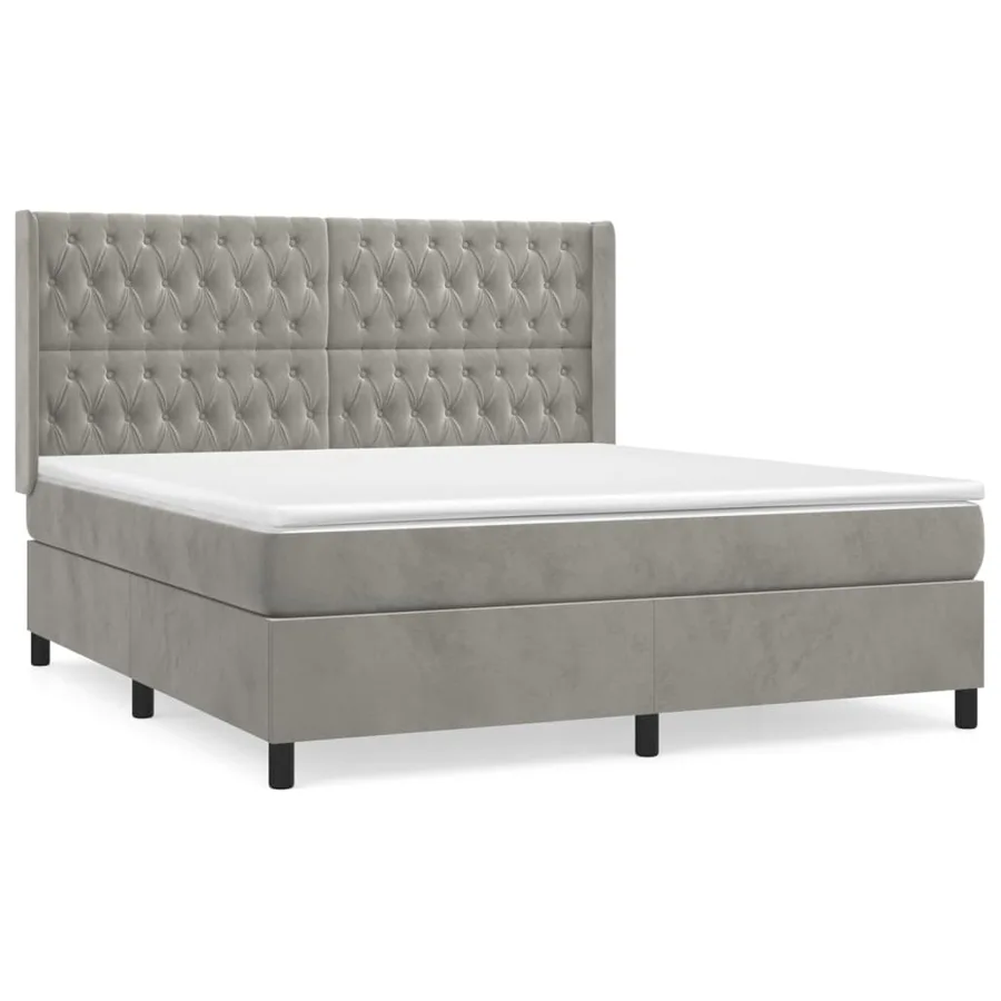 Sommier à lattes de lit et matelas Gris clair 180x200cm Velours - 2