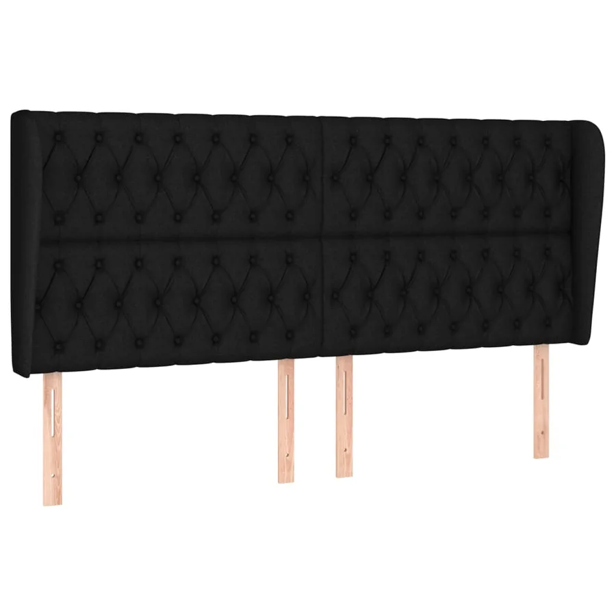 Tête de lit avec oreilles Noir 203x23x118/128 cm Tissu - 2