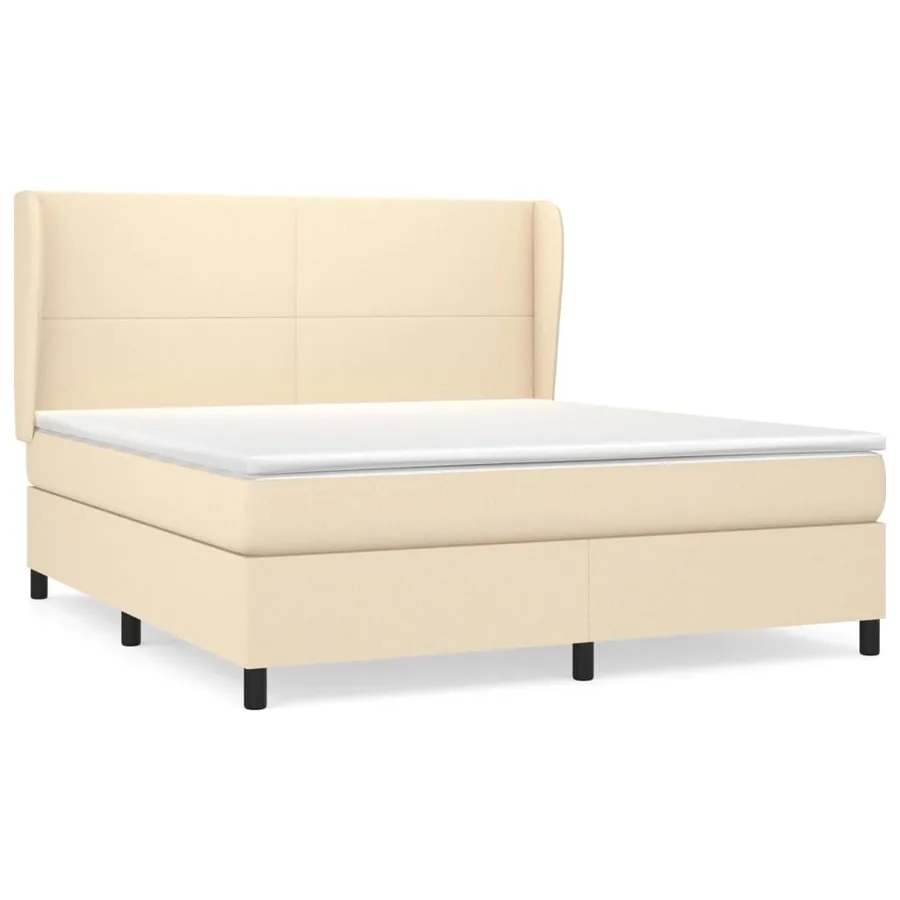 Sommier à lattes de lit avec matelas Crème 160x200 cm Tissu - 2