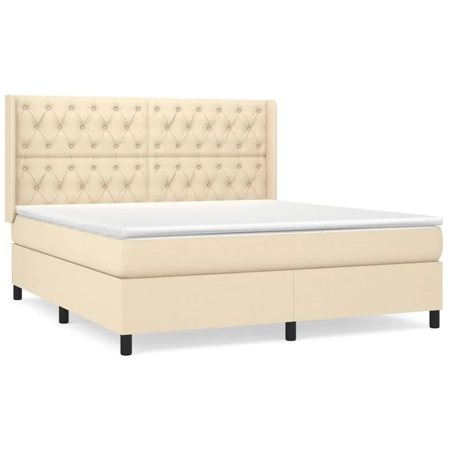 Sommier à lattes de lit avec matelas Crème 160x200 cm Tissu - 2