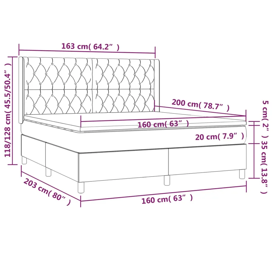 Sommier à lattes de lit avec matelas Crème 160x200 cm Tissu - 7
