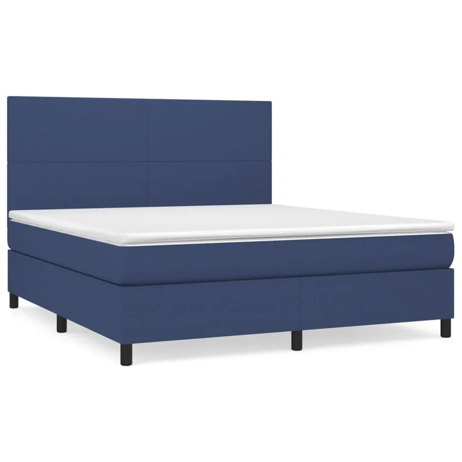 Sommier à lattes de lit avec matelas Bleu 160x200 cm Tissu - 2