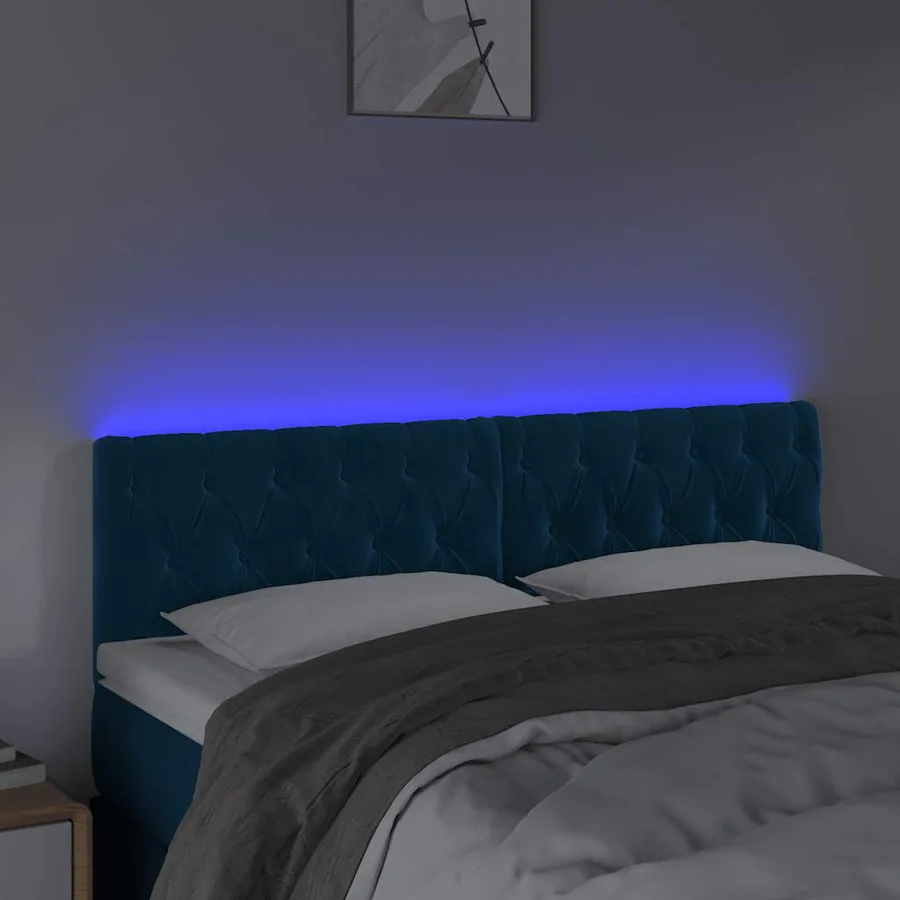Tête de lit à LED Bleu foncé 160x7x78/88 cm Velours - 3