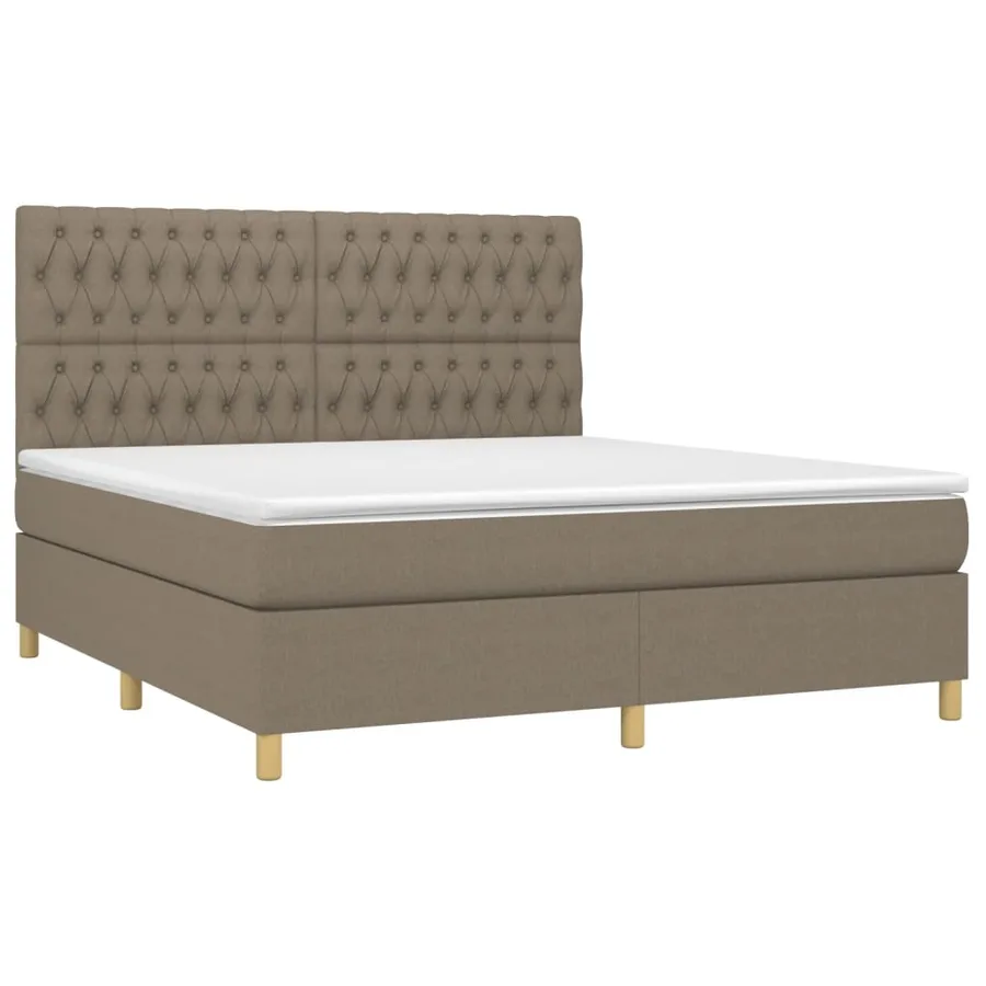 Sommier à lattes de lit et matelas et LED Taupe 180x200cm Tissu - 3