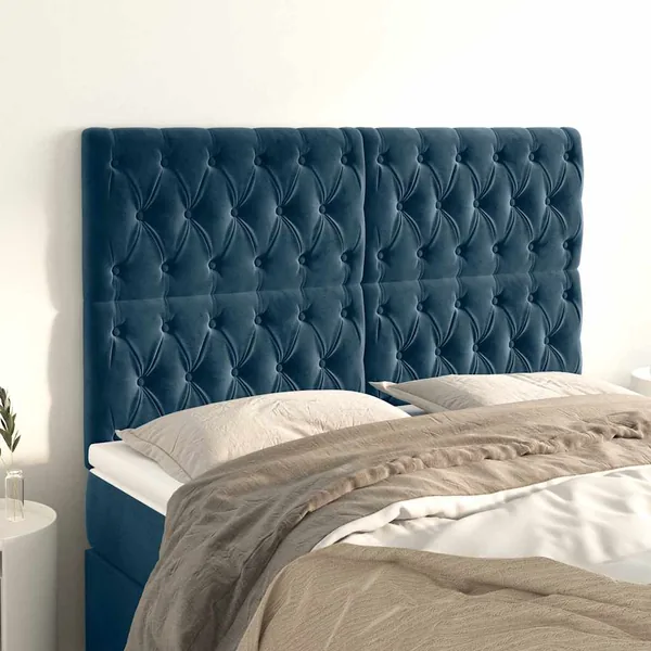 Tête de lit Bleu foncé 160x7x118/128 cm Velours