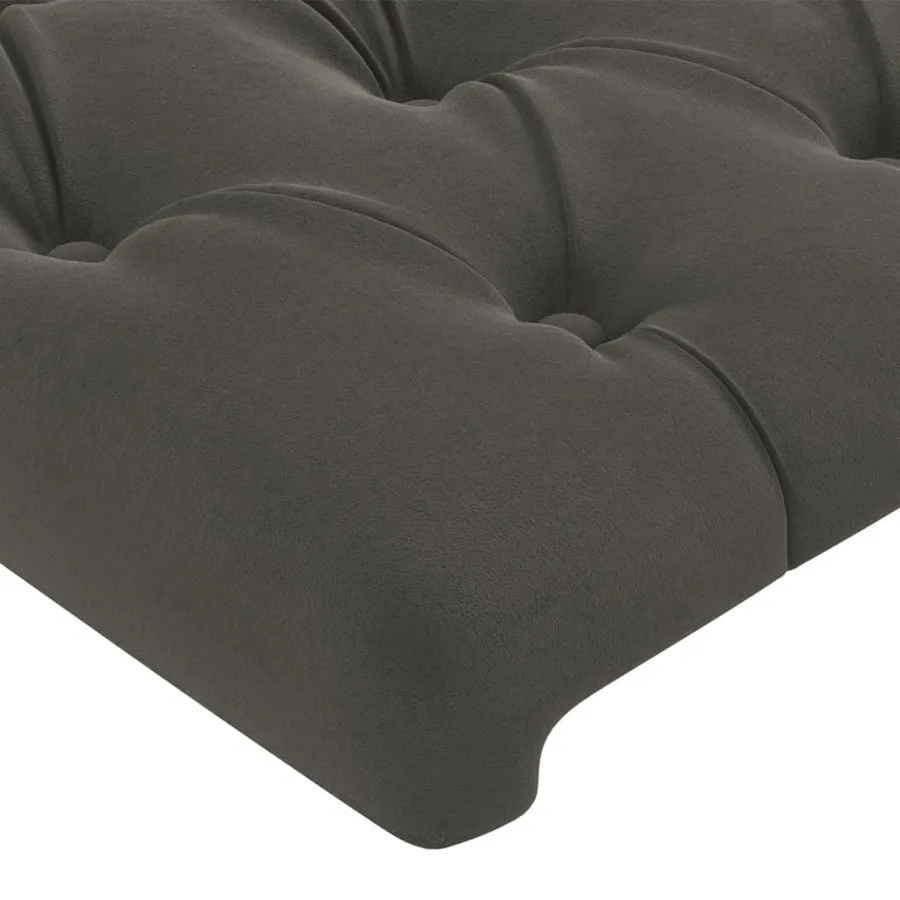 Cadre de lit sans matelas gris foncé velours - 10