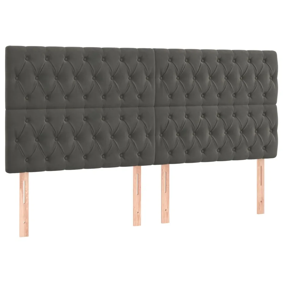 Cadre de lit sans matelas gris foncé velours - 8