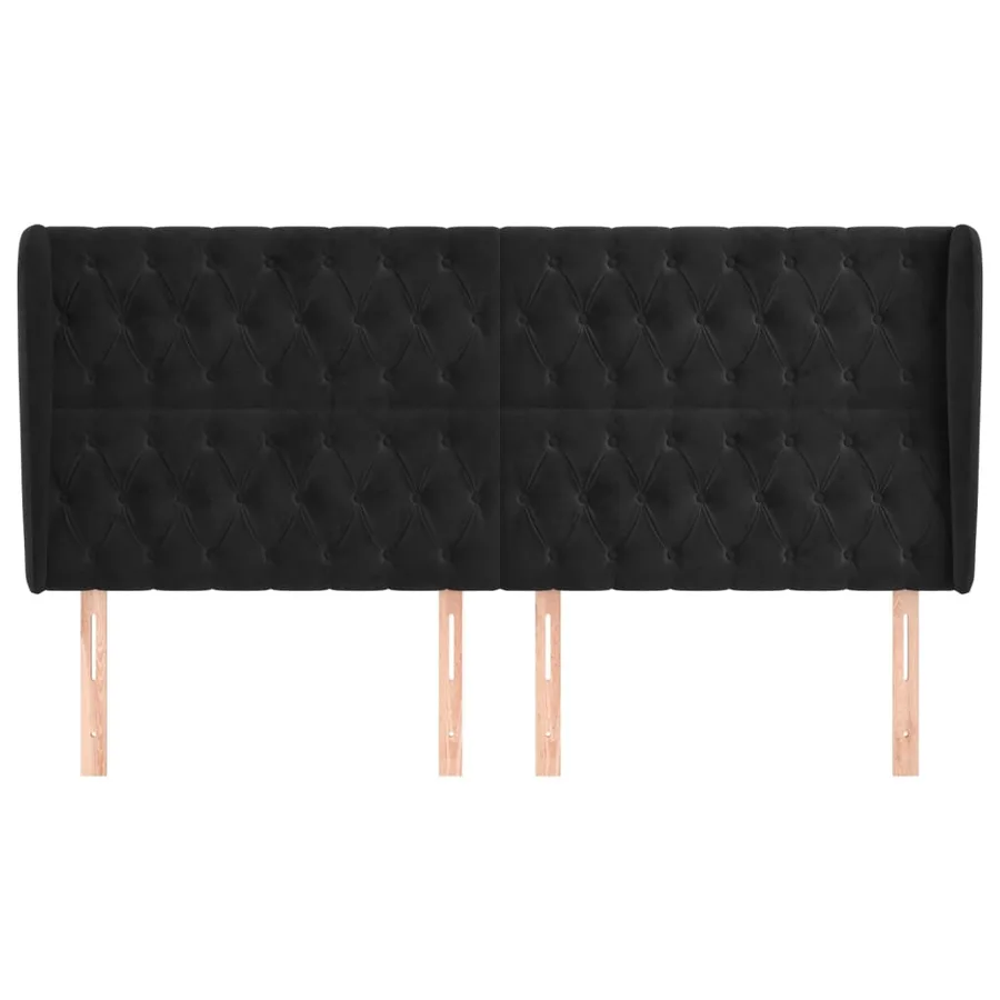 Tête de lit avec oreilles Noir 183x23x118/128 cm Velours - 3
