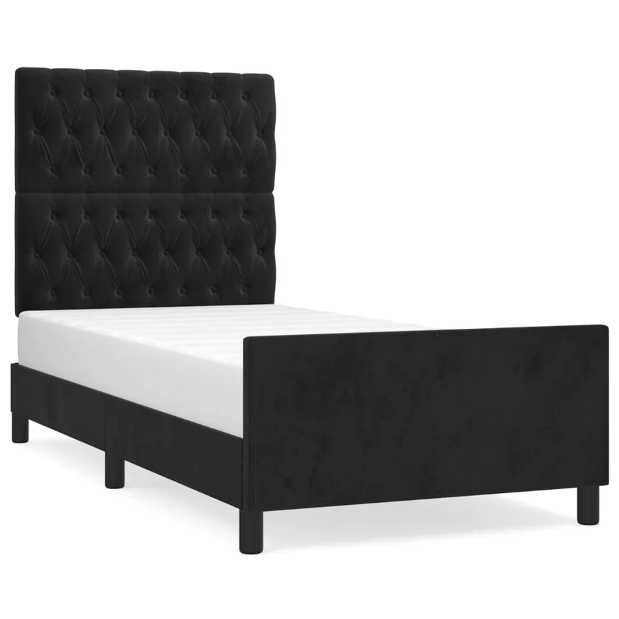 Cadre de lit sans matelas noir 90x200 cm velours - 2