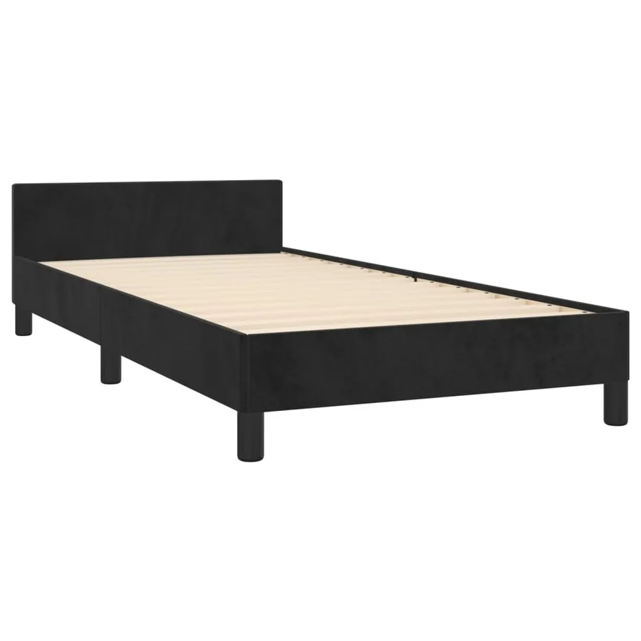 Cadre de lit sans matelas noir 90x200 cm velours - 5