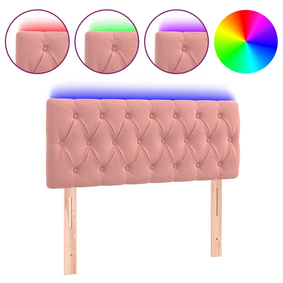 Tête de lit à LED Rose 90x7x78/88 cm Velours - 2