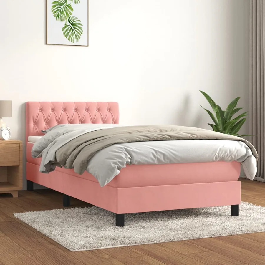 Sommier à lattes de lit avec matelas Rose 90x200 cm Velours
